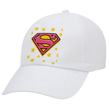 Superman Pink, Καπέλο ενηλίκων Jockey Λευκό (snapback, 5-φύλλο, unisex)