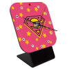 Superman Pink, Επιτραπέζιο ρολόι ξύλινο με δείκτες (10cm)