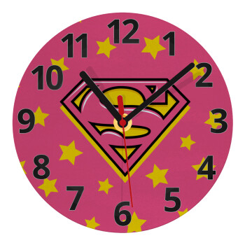 Superman Pink, Ρολόι τοίχου γυάλινο (20cm)