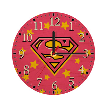 Superman Pink, Ρολόι τοίχου ξύλινο plywood (20cm)