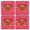 Superman Pink, ΣΕΤ 4 Σουβέρ ξύλινα τετράγωνα