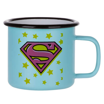 Superman Pink, Κούπα Μεταλλική εμαγιέ ΜΑΤ σιέλ 360ml