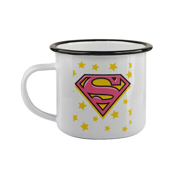 Superman Pink, Κούπα εμαγιέ με μαύρο χείλος 360ml