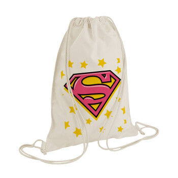 Superman Pink, Backpack bag GYMBAG natural (28x40cm)