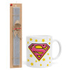 Superman Pink, Πασχαλινό Σετ, Κούπα κεραμική (330ml) & πασχαλινή λαμπάδα αρωματική πλακέ (30cm) (ΓΚΡΙ)