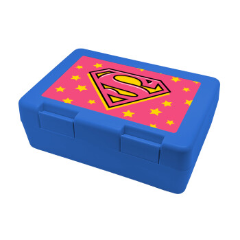 Superman Pink, Παιδικό δοχείο κολατσιού ΜΠΛΕ 185x128x65mm (BPA free πλαστικό)
