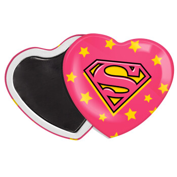 Superman Pink, Μαγνητάκι καρδιά (57x52mm)