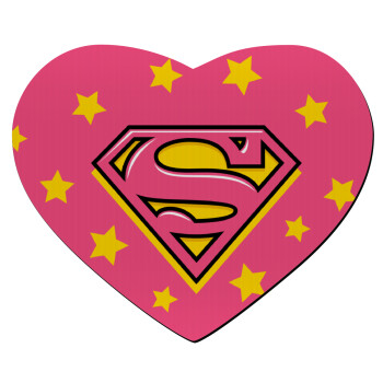 Superman Pink, Mousepad heart 23x20cm