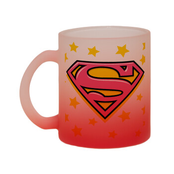 Superman Pink, Κούπα γυάλινη δίχρωμη με βάση το κόκκινο ματ, 330ml