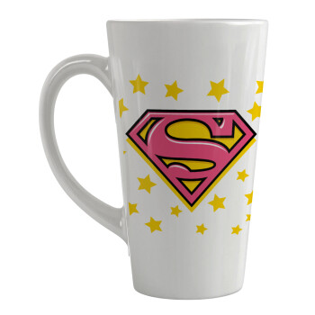 Superman Pink, Κούπα κωνική Latte Μεγάλη, κεραμική, 450ml