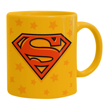 Superman Pink, Ceramic coffee mug yellow, 330ml (1pcs)