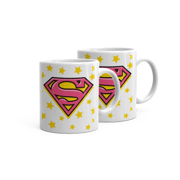 Superman Pink, Κουπάκια λευκά, κεραμικό, για espresso 75ml (2 τεμάχια)