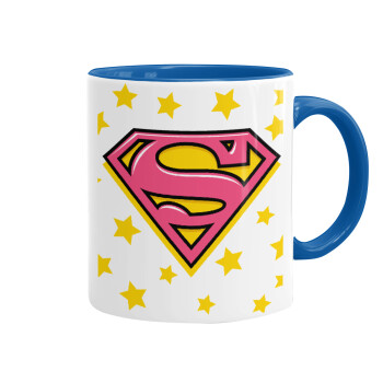 Superman Pink, Mug colored blue, ceramic, 330ml