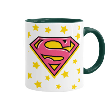 Superman Pink, Mug colored green, ceramic, 330ml