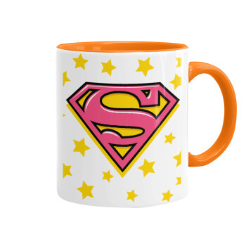 Superman Pink, Mug colored orange, ceramic, 330ml