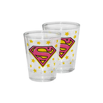 Superman Pink, Σφηνοπότηρα γυάλινα 45ml διάφανα (2 τεμάχια)