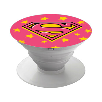 Superman Pink, Pop Socket Λευκό Βάση Στήριξης Κινητού στο Χέρι