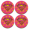SET of 4 round wooden coasters (9cm)