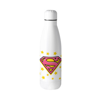 Superman Pink, Μεταλλικό παγούρι θερμός (Stainless steel), 500ml