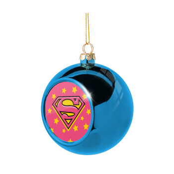 Superman Pink, Χριστουγεννιάτικη μπάλα δένδρου Μπλε 8cm