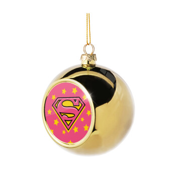 Superman Pink, Χριστουγεννιάτικη μπάλα δένδρου Χρυσή 8cm