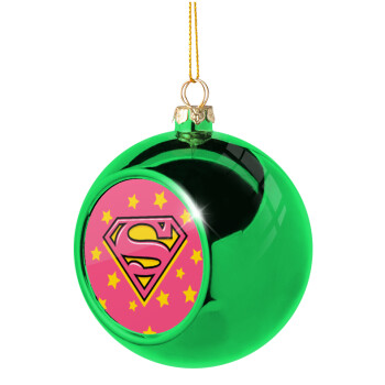 Superman Pink, Χριστουγεννιάτικη μπάλα δένδρου Πράσινη 8cm