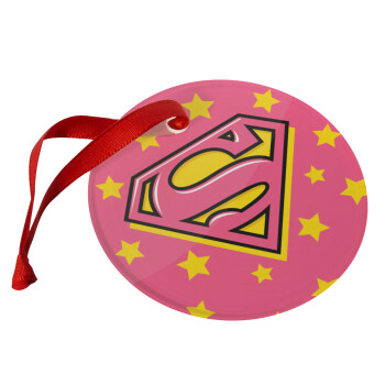 Superman Pink, Χριστουγεννιάτικο στολίδι γυάλινο 9cm