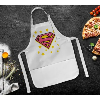 Superman Pink, Ποδιά Σεφ Ολόσωμη Παιδική (με ρυθμιστικά και 2 τσέπες)