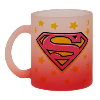 Superman Pink, Κούπα γυάλινη δίχρωμη με βάση το κόκκινο ματ, 330ml
