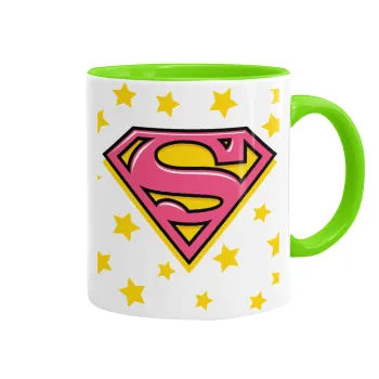 Superman Pink, Κούπα χρωματιστή βεραμάν, κεραμική, 330ml