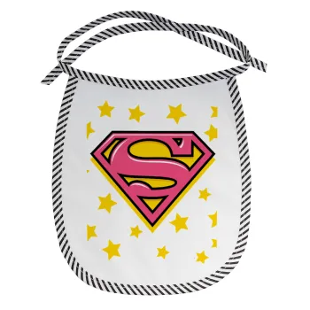 Superman Pink, Σαλιάρα μωρού αλέκιαστη με κορδόνι Μαύρη