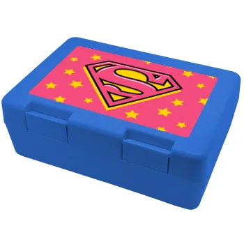 Superman Pink, Children's cookie container BLUE 185x128x65mm (BPA free plastic)