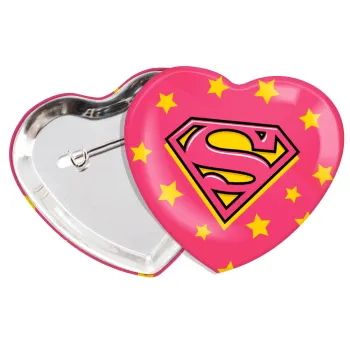 Superman Pink, Κονκάρδα παραμάνα καρδιά (57x52mm)