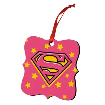 Superman Pink, Στολίδι Χριστουγεννιάτικο στολίδι polygon ξύλινο 7.5cm