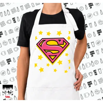 Superman Pink, Ποδιά μακριά Σεφ ολόσωμη με τσέπες white (ΕΝΗΛΙΚΩΝ)