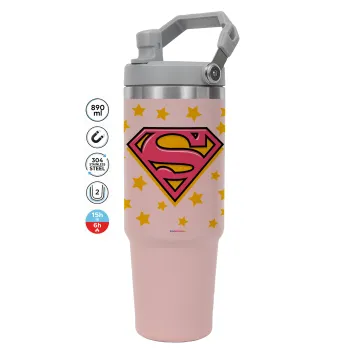 Superman Pink, Pink color, 890ml (30oz) stainless Steel Tumbler with Handle