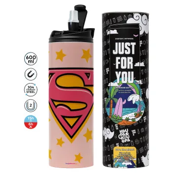 Superman Pink, Tumbler stainless steel PINK 600ml