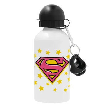 Superman Pink, Metal water bottle, White, aluminum 500ml