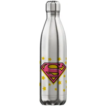 Superman Pink, Inox (Stainless steel) hot metal mug, double wall, 750ml