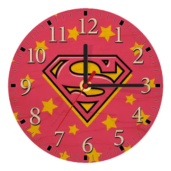 Superman Pink, Ρολόι τοίχου ξύλινο plywood (20cm)