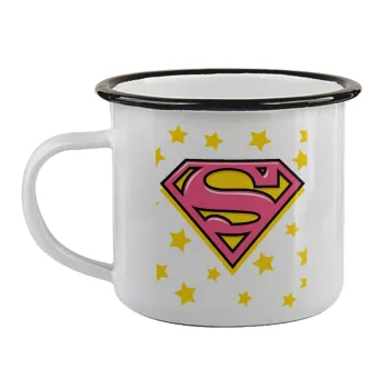Superman Pink, Κούπα εμαγιέ με μαύρο χείλος 360ml