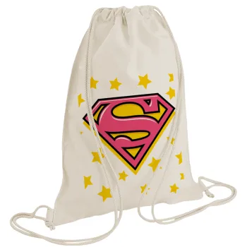 Superman Pink, Backpack bag GYMBAG natural (28x40cm)