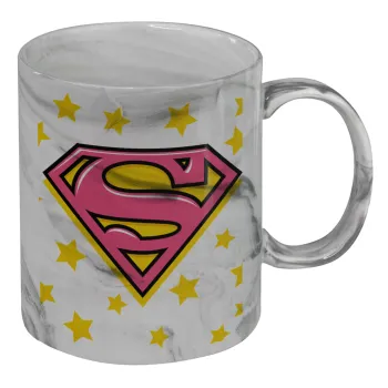 Superman Pink, Κούπα κεραμική, marble style (μάρμαρο), 330ml