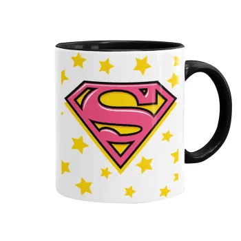 Superman Pink, Mug colored black, ceramic, 330ml