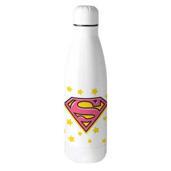 Superman Pink, Μεταλλικό παγούρι θερμός (Stainless steel), 500ml