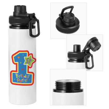 Happy 1st Birthday, Metal water bottle with safety cap, aluminum 850ml