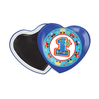 Happy 1st Birthday, Μαγνητάκι καρδιά (57x52mm)