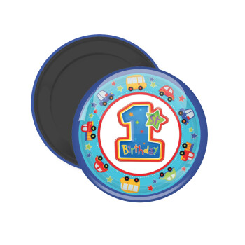 Happy 1st Birthday, Μαγνητάκι ψυγείου στρογγυλό διάστασης 5cm