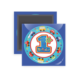 Happy 1st Birthday, Μαγνητάκι ψυγείου τετράγωνο διάστασης 5x5cm