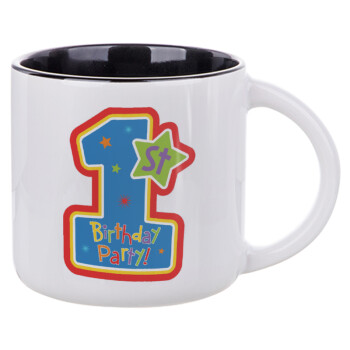 Happy 1st Birthday, Κούπα κεραμική 400ml Λευκή/Μαύρη